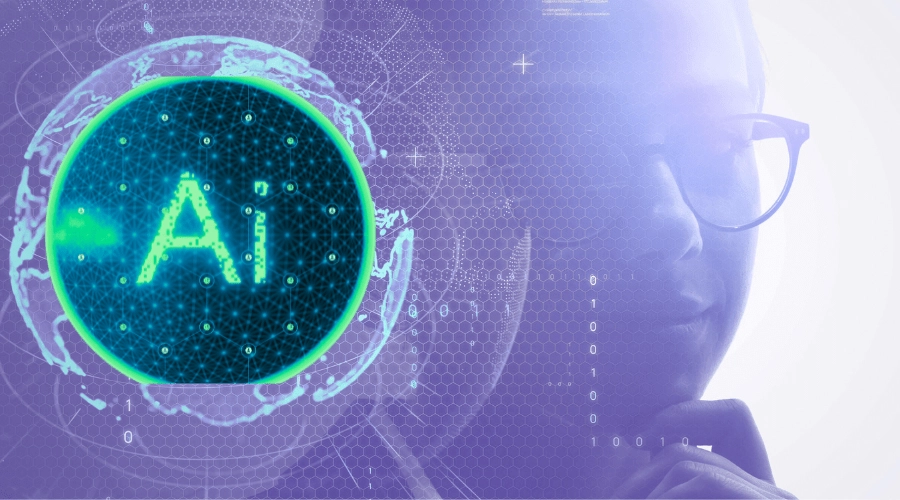 AI concept image of a person and the term "AI."