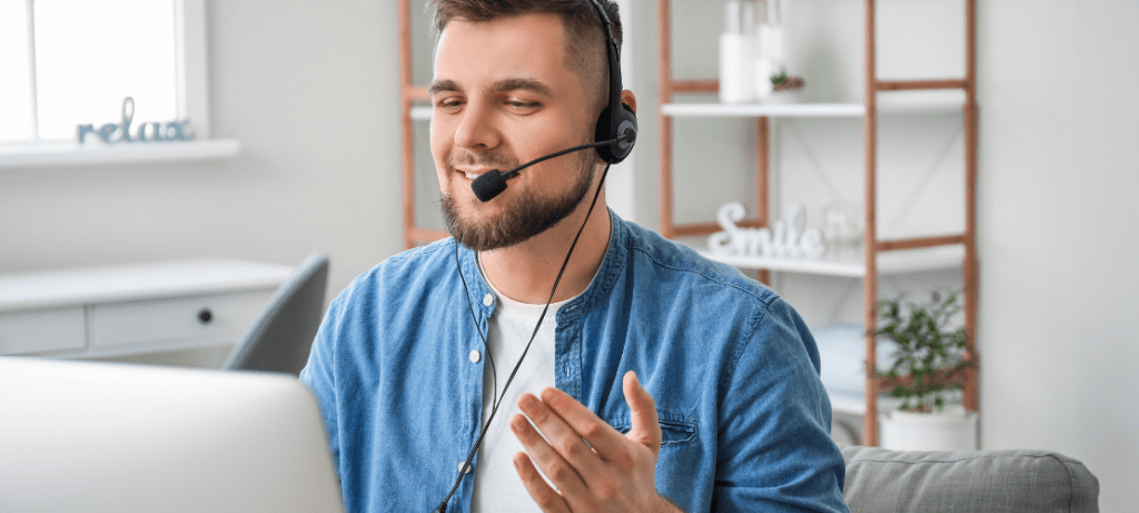 An operator works from home.