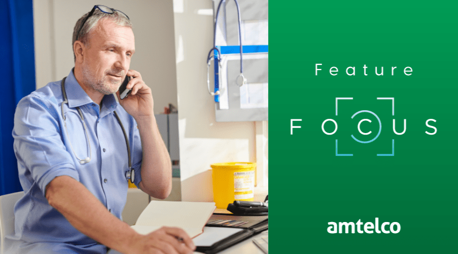 A doctor receives a call using Park Orbit.