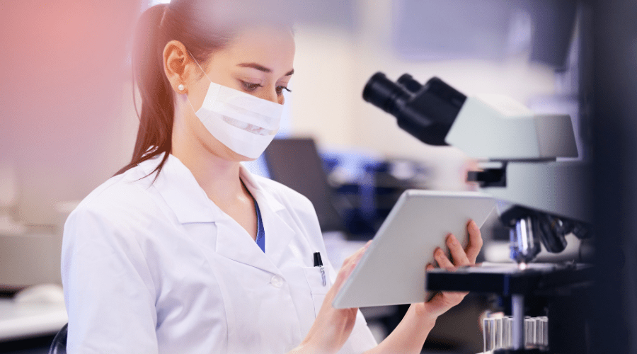 A tech sends a critical lab result using a secure messaging app.