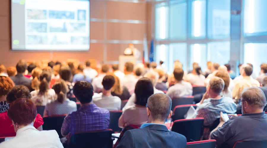 Attendees at a conference event.