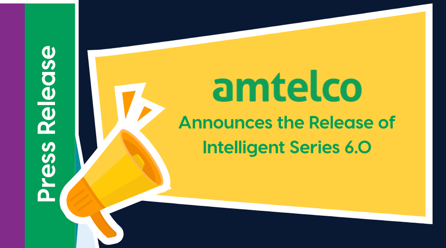 A megaphone announces an Amtelco press release.