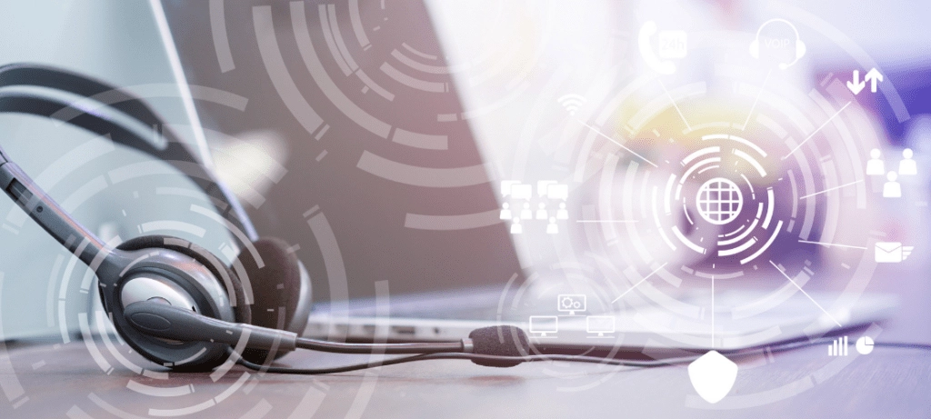 Concept of integrated communications in a call center.