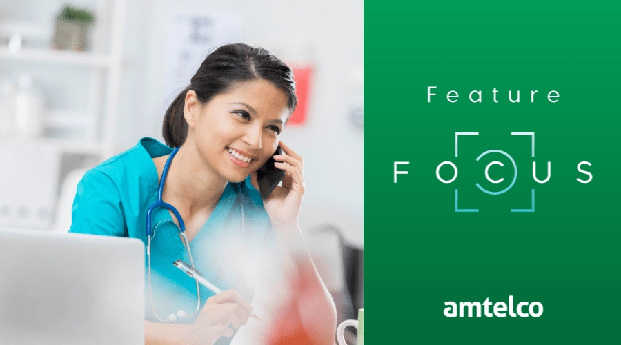 A doctor on her mobile phone uses OnCall Connect.