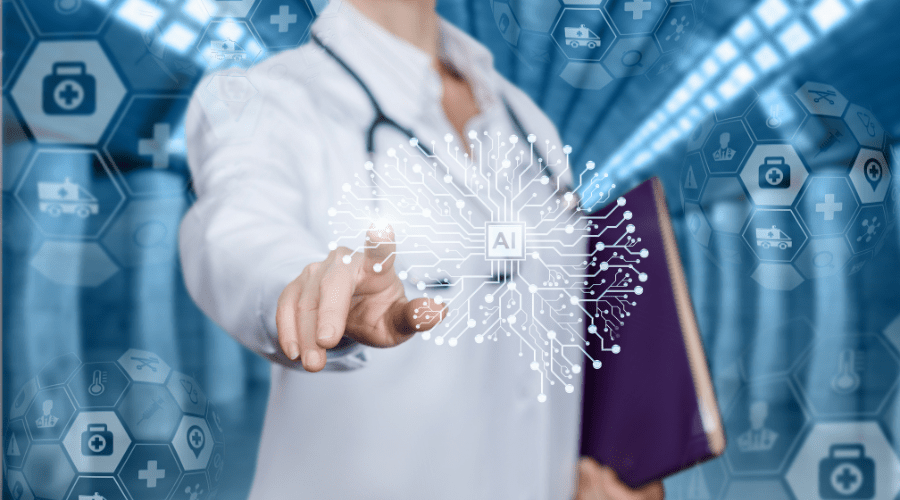 Concept of a doctor using AI.