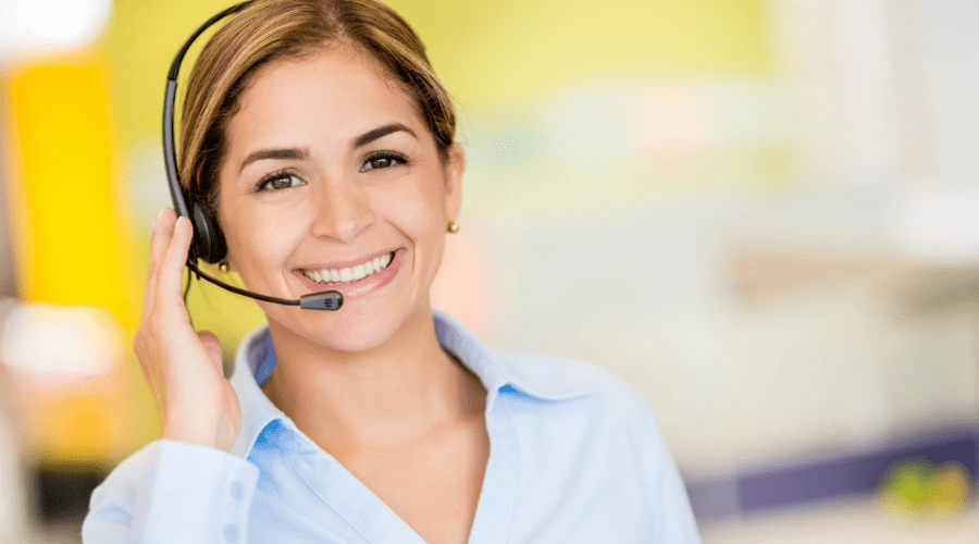 A happy call center agent.