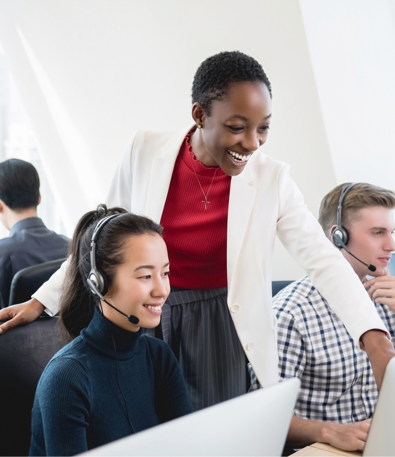 Call Center manager with employee