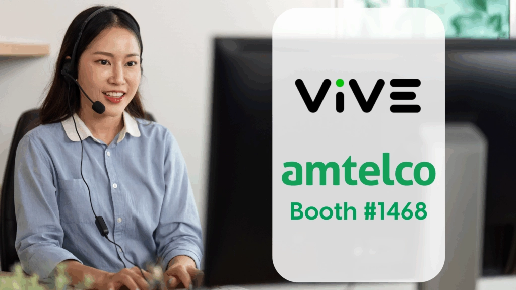 A happy call center agent uses upgraded call center software.