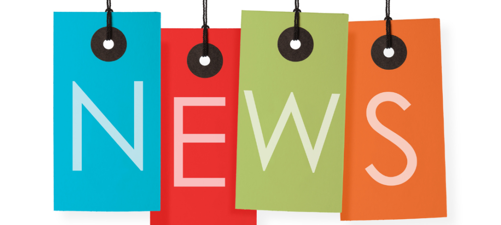 Hanging tags spell the word, "NEWS."