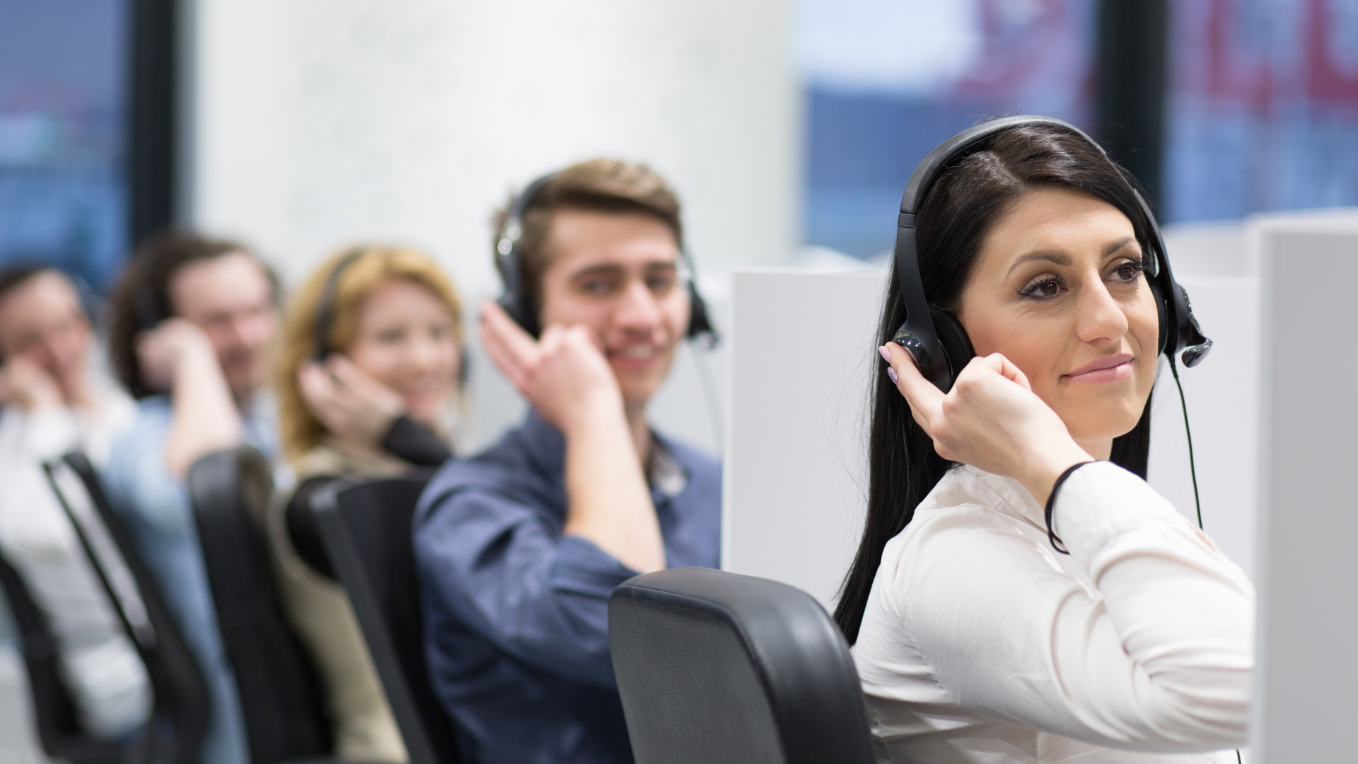 Operators in a contact center.