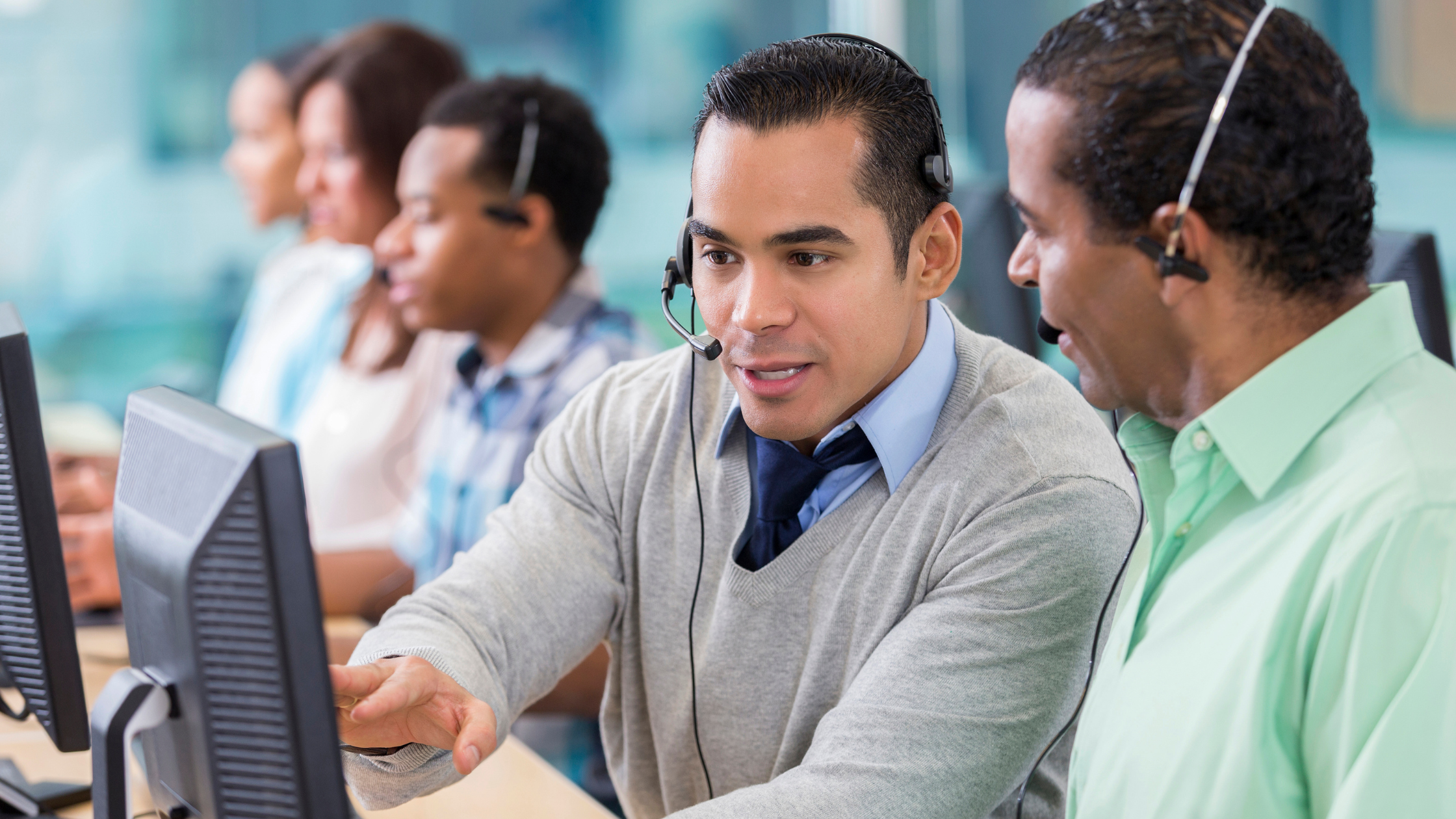 Operators in a call center.